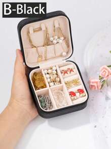1 Set Travel Jewelry Box With Mirror, Multi-Functional Jewelry Storage Box, Large Capacity Portable Jewelry Box For Storing Rings, Pendants, Earrings, Ties, Bracelets, Best Gift For Girlfriend, Mother's Day, Anniversary, Valentine's Day, Christmas, New Year, Men's Gift, Women's Back To School Gift