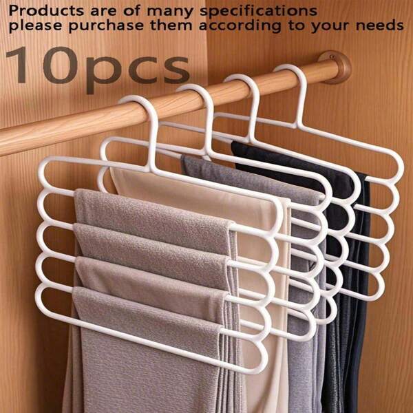 10 piezas/4 piezas/2 piezas/1 pieza Percha de almacenamiento de armario, Colgador de bufandas de plástico de 5 niveles, Colgador de pantalones, Organizador de bufandas y corbatas (ligeramente sucio en algunos casos pero no afecta el uso)