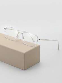 1副男士优雅长方形半框眼镜，适合作为礼物和时尚配饰