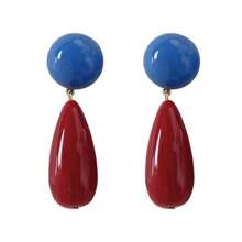 1 Pair Retro-Style Earrings With Vivid Red And Blue Contrast Colors, Stylish And High-End Versatile Women Earrings