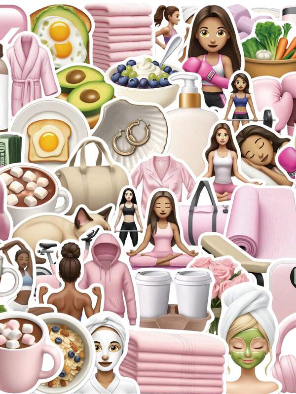 50pcs GYM Girl Stickers, Aesthetics Waterproof Stickers Water Bottle, Skateboard, Laptop, Phone, Journaling, Scrapbooking Decals Party Supply Sticker Back To School