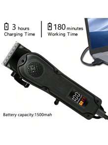 Professional Black Hair Cutting Kit For Men, Professional Hair Clipper+T-Cut Trimmer, USB Fast Charging+LCD Digital Display, Easy To Cut Hairstyles,Battery Capacity: 1500mAh+600mAh