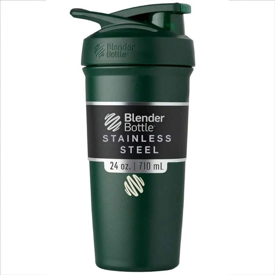 BlenderBottle Strada Shaker Cup Insulated Stainless Steel Bottle With Wire Whisk, 24-Ounce, Black - Rừng - Xem 1