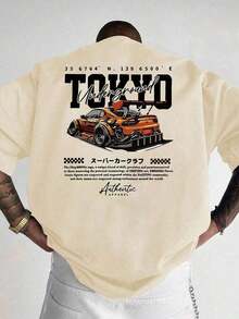 Men's Fashionable Printed Loose Fit Short Sleeve T-Shirt |   Exquisite Design |   Essential For Summer |   Effortless Styling, Showcase Your Unique Style Men Graphic T Shirt Men T Shirt Plus Size Shirts Playeras De Hombre - Khaki - View 1