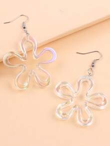 1 对简约花卉亚克力彩色时尚海滩耳环，适合女士