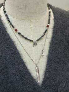 1Pc Vintage S925 Thai Silver Retro Handmade Long Pendant Necklace Layered Chain Unisex Jewelry Gift For Men Women