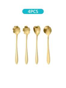 4/8pcs Small Flower Teaspoon Set, Coffee Spoon, Cute Ice Cream Dessert Spoon, Stainless Steel Cutlery Set, 12.3cm (4.84in) And 17.5cm (6.89in), Suitable For Wedding Party, Wedding Anniversary, Music Festival, Anniversary, Mother's Day Gift, Baking Party, Dessert Party. - Multicolor - View 16