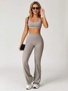 MASKERT "Sports Pants" Women's Sports Pants Yoga Pants Flared Pants Running Fitness Home Commuting Comfortable Skin Friendly Tights - Grey - View 5