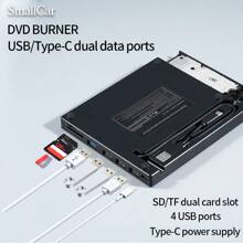 Lecteur portable CD/DVD+/-RW 7 en 1 multifonctions / lecteur externe / lecture / écriture, lecteur DVD, hub USB 3.0 USB C, graveur CD/DVD, compatible avec les ordinateurs portables, les ordinateurs de bureau, les ordinateurs tout-en-un, les lecteurs optiques mobiles, les graveurs externes, les lecteurs optiques informatiques