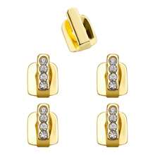 Set de 5 piezas de joyería dental de mujer con incrustaciones de dientes de cobre en estilo punk y hip hop, enchapado en oro de 14k, para combinar, fiestas, vacaciones y Halloween