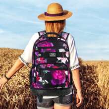 Rolling Backpack For Girls, Girl Roller Wheels Bookbag, Laptop Flower Wheeled School Bag With Wheels For Teens