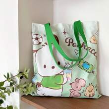 Sanrio Hello Kitty, Cinnamoroll,Pochacco 1pc Supply List Japanese Kt Cat Cartoon Hello Kitty Canvas Bag Fresh And Simple Shoulder Bag Class Hand-Held Canvas Bag, Cute Cartoon Large Capacity Handbag Shopping Storage Bag Tutoring Bag Small Gift Prizes,Birthday Gift,Makeup Bag,Hello Kitty Items