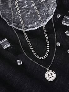 2入組嘻哈男士不銹鋼鏈條樣式項鍊 - 銀色 - 查看 8