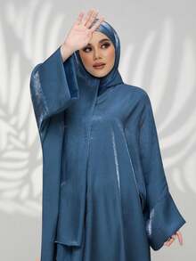 1 件时尚休闲长袍，带头巾，连体，适合女性日常穿着，长度 143 厘米 - 彩色 - 查看 11