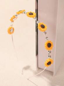 1 pièce Serre-tête floral minimaliste, accessoire de coiffure avec clip à fleurs décoré de strass, doux et girly