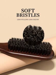 Boar Bristle Slick Back Hair Brush - Soft/Medium Smoothing Hairbrush To Style, Polish, & Lay Hair Down Flat To Create A Sleek Frizz Free Hairstyle For Women And Men - Wooden Handle, Back To School, Travel Holiday Essentials, For Women, Brush, Detangling Brush, Ball Brush, Mini Hair Brush Set, Wooden Comb, Slick Back Brush, Hairbrush, Edge Brush Hair Comb, Hair Brush Set, Brush, Hair Brush, Barber, Hairdressing Equipment, Hair Brush, Brush Hair Brush Set, Comb Hair, Comb For Curls, Detangling Brush, Hair Brush For Women, Barbershop, Hairdressing Equipment