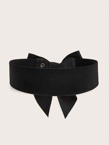 2pcs Women Bow Elastic Waist Belt,Versatile Accessory For Plus Size Casual Dresses Summer, School Fall, Autumn, Halloween - Black+White - View 3