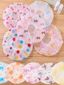 Set de 10 gorros de ducha impermeables con estampado floral, gorros de baño reutilizables y elásticos para el baño, la ducha y el baño, anti-aceite - Multicolor - Ver 7
