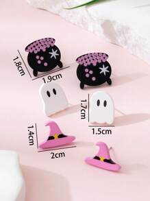 3pcs/Set Halloween Witch Hat, Ghosts Earrings, Handcraft Design Jewelry Set, Perfect Gift For Party And Festival