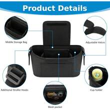 Baby Stroller Bag, Diaper Bag, Large Capacity Stroller Storage Bag, Cup Holder, Bottle Rack, Stroller Accessories, Hanging Bag - Multicolor - View 5