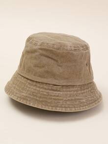 1pc Unisex Vintage Washed Bucket Hat, Plain Color Casual Sun Hat Suitable For Hiking & Vacation - Hat - View 10