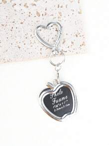 1pc Unisex Apple Heart Shaped Key Chain, Photo Frame Keyring, Personalized Couple's Memorabilia, Bag Pendant