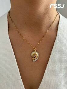 1 件夏季海洋主题 18K 镀金不锈钢海龟和海星吊坠项链，防水、防褪色，适合日常佩戴、派对、节日