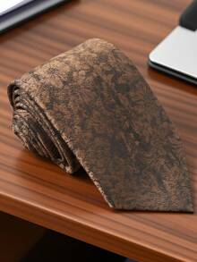 1 pieza Corbata anudada a mano de color café oscuro, adecuada para uso casual, de negocios y diario - Multicolor - Ver 3