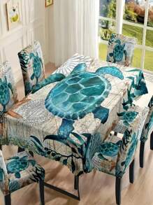 2/4/5/6/7/36 buc Huse de scaun extensibile - Design vintage cu broască țestoasă verde și imprimeu floral jacquard, Huse detașabile și lavabile din poliester cu închidere elastică, Protecții de mobilier multifuncționale pentru casă, birou, restaurant, banchet, decor de cafenea, Huse de scaune, Textură jacquard