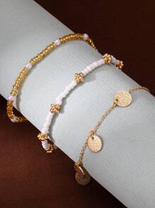 1 set di alla moda cavigliere da spiaggia per vacanze con accessori decorativi vari in acciaio inossidabile, cavigliere