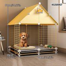 带厕所隔离的小型宠物笼，适用于室内小型犬/猫，适合泰迪、贵宾犬家庭使用