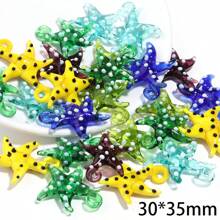 3pcs Colorful Glazed 3D Polka Dot Starfish Pendant, Suitable For DIY Necklace, Bracelet, Earring, Keychain Jewelry Making Supplies