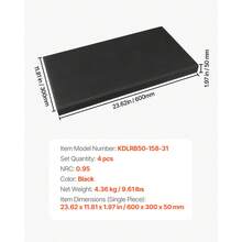 4 PCS Acoustic Panels, 2 Inch Thick 23.6 X 11.8 Inch Fiberglass Sound Absorbing Panels, Self-Adhesive Soundproof Wall Boards, For Studios, Office, Home Theater,Meeting Room, Black - Fiberglass Black 4PCS - 查看 7