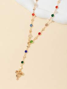 Colar com pingente de borboleta de vidro colorido dourado, acessório longo e sexy estilo boêmio, adequado para uso diário, encontros, festas, férias, feriados, aniversário, presente de aniversário, luxo minimalista elegante e refinado, fofo