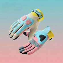 Women Motorcycle Riding Gloves, Summer Thin Non-Slip Wear-Resistant Contrast Color Macaroon Biker Gloves - Pink - View 2