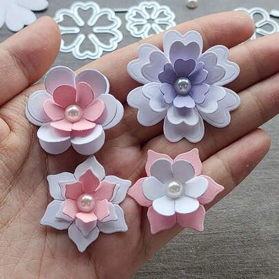 1 pieza Juego de troqueles de metal con diseño floral para manualidades de scrapbooking DIY, plantillas de estampado de acero al carbono plateado para artesanía de papel y tarjetas decorativas