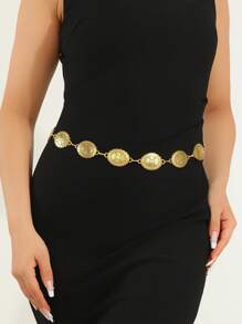 Silver & Gold Hollow Bohemian Style Waist Chain, Adjustable Metal Waist Belt For Women, Fashion Party Wear Summer, School