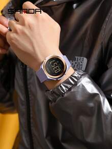SANDA. SANDA Top Brand Unisex Luxury Men's LED Digital Sport Watch, Casual Fashion Women's Watch, Military Multi-Function Chronograph Alarm Outdoor Waterproof Men's Wristwatch - Black - View 5