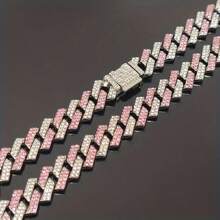 Set de 2 piezas de joyería de cadena estilo punk y hip hop, conjunto de collar talla grande pulsera, unisex para raperos, regalo perfecto para cumpleaños/Día del Padre