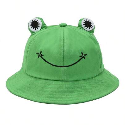 1pc/2pcs Cartoon Frog Printed Bucket Hat, Couple/Parent-Child Hats, Summer Caps