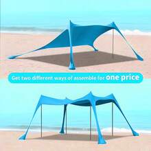 Large Beach Canopy Tent, With Stable Poles, UPF50+, Outdoor Sun Shade, Suitable For Beach, Camping, Party, Picnic, Gazebo - Multicolor - View 7