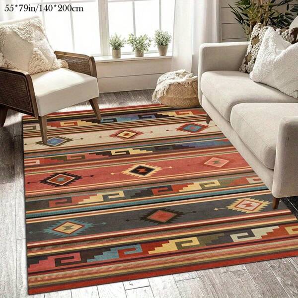 1 Alfombra con patrón marroquí de terciopelo, alfombra de área, adecuada para sala de estar, dormitorio, estudio, balcón, lavable a máquina, para uso interior y exterior, alfombra de terciopelo de lujo - alfombra lavable de alta calidad, ligera y suave, duradera y antideslizante, de pelo corto, disponible en varios tamaños, [Felpudo de baño] [Alfombra de baño] [Alfombras de baño]