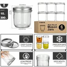 KAMOTA Wide Mouth Mason Jars 10 Oz 10oz Mason Jars Canning Jars Jelly Jars With Wide Mouth Lids And Bands Ideal For Jam Honey Wedding Favors Shower Favors Baby Foods 6 PACK - Clear - View 1