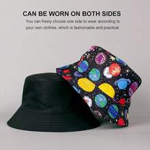 Unisex Reversible Bucket Hat For Beach And Fishing - Planet - 查看 10