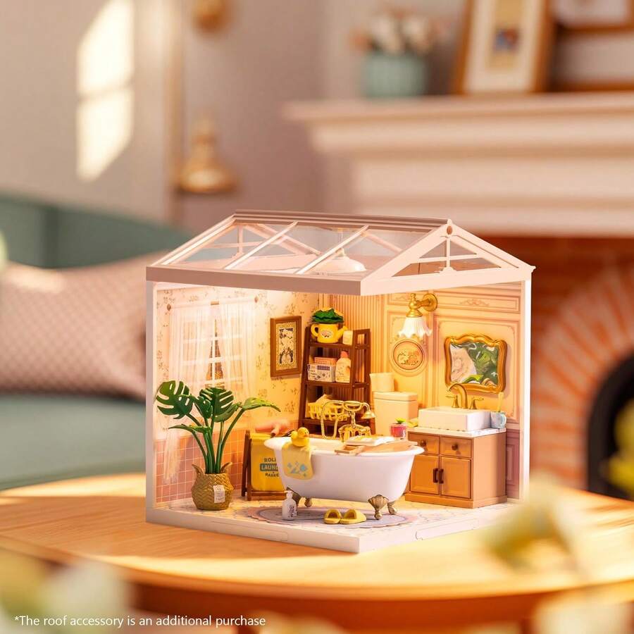Rolife Super Creato LED Building Blocks For Adults,1:24 Toy Building Sets,Model Building Kits For Kids Ages 8+ ,DIY Miniature Dollhouse Kits For Adults,Hobbies For Women Men - Phòng tắm Pop Bubble - Xem 1