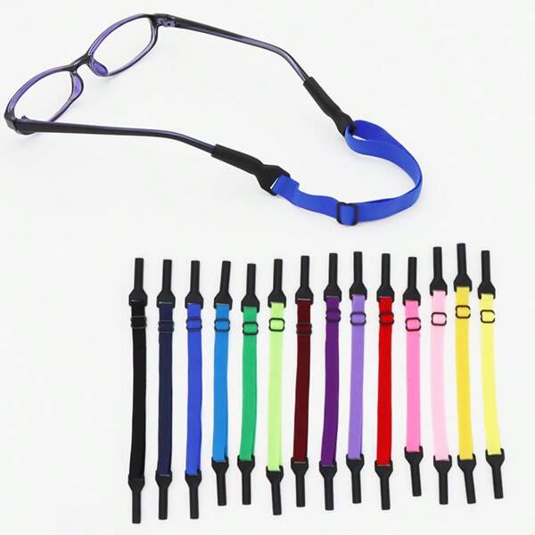 1pc Adjustable Elastic Anti-Slip Glasses Strap, Sports Eyeglasses Leg Holder Strap To Prevent Dropping, Adjustable Glasses Strap, Glasses Chain, Suitable For Prescription Glasses Or Reading Glasses, Casual Solid Color Silicone