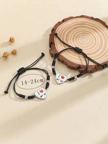 ATLVXJL 2pcs/Set Glow In The Dark I LOVE MY BF & I LOVE MY GF Heart Bracelet Couple Matching Jewelry Set, Suitable For Daily Wear And Gifting On Valentine's Day, Halloween - Multicolor - View 10