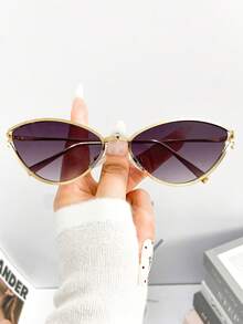 新款复古个性小框猫眼时尚眼镜男女款 Y2g 科技感街头风眼镜时尚百搭户外沙滩派对海洋镜片时尚眼镜 - 彩色 - 查看 5