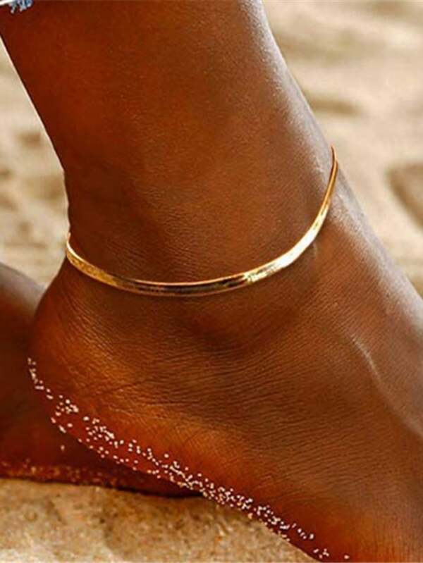 1pc Exquisite Stainless Steel Snake Bone Chain Ankle Chain For Women Female Travel Beach Gift Fashion Foot Jewelry