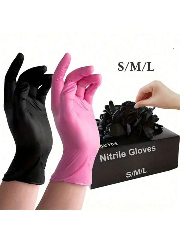 20pcs/Bag Disposable Nitrile Gloves - Latex & Powder Free, Perfect For Tattooing, Manicures, And Salon Cleaning,Nail Supplies,Nail Tech Supplies,Summer,Holiday Essentials,Travel,Travel Essentials,Beauty,Festival,Pink,Hair Clip,Makeup Accessories
